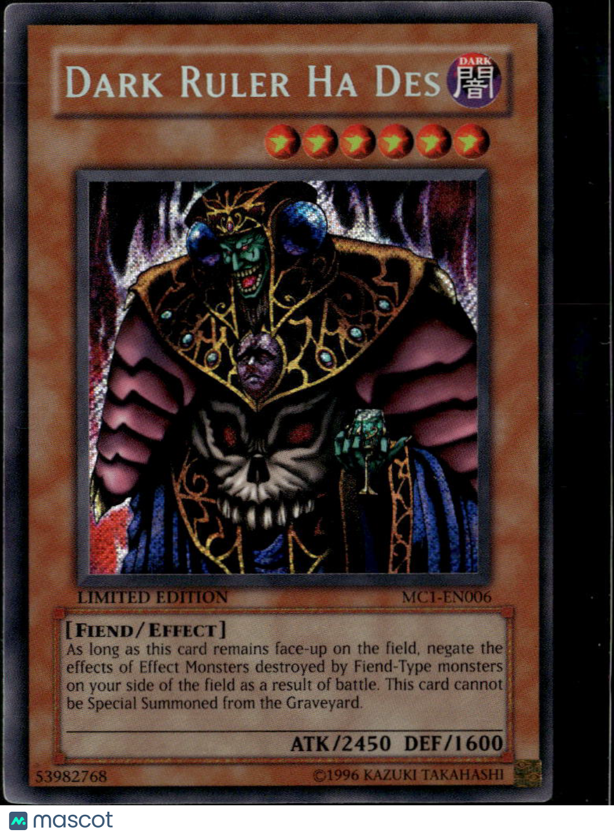 Dark Ruler Ha Des 2004 Yu-Gi-Oh! Master Volume 1 Ultra Rare Limited Edition