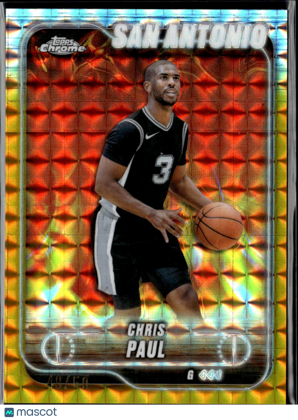 Chris Paul 2025 Topps Chrome GOLD Refractor 48/50 San Antonio Spurs
