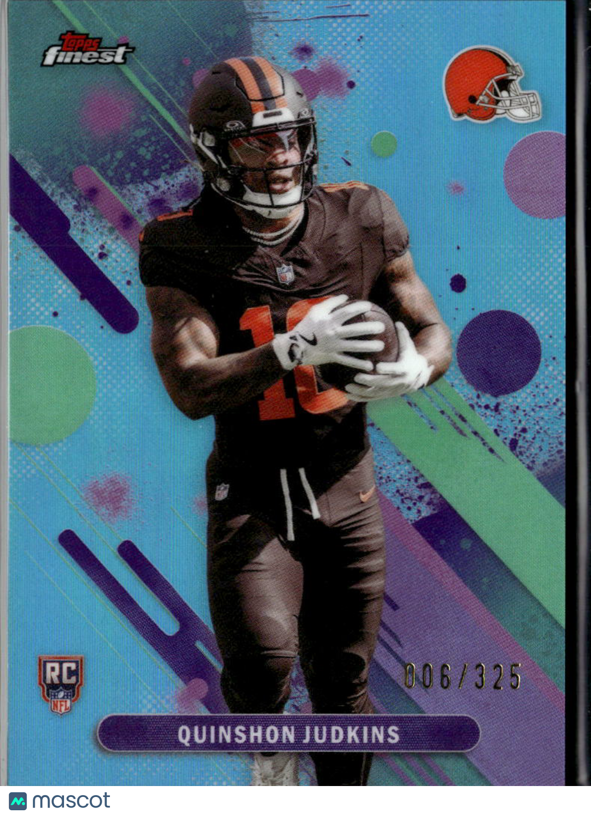 Quinshon Judkins 2025 Topps Finest Sky Blue Refractor RC 6/325 Cleveland Browns