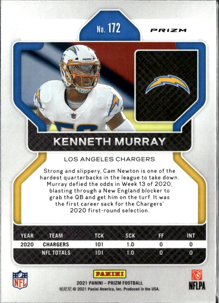 Kenneth Murray 2021 Prizm Red and Black Checkerboard SSP Los Angeles Chargers
