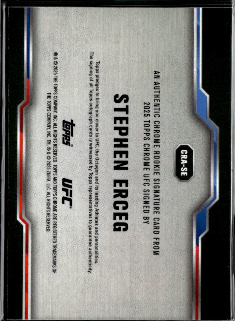 Stephen Erceg 2025 Topps Chrome UFC Auto Autograph RC Green 36/99