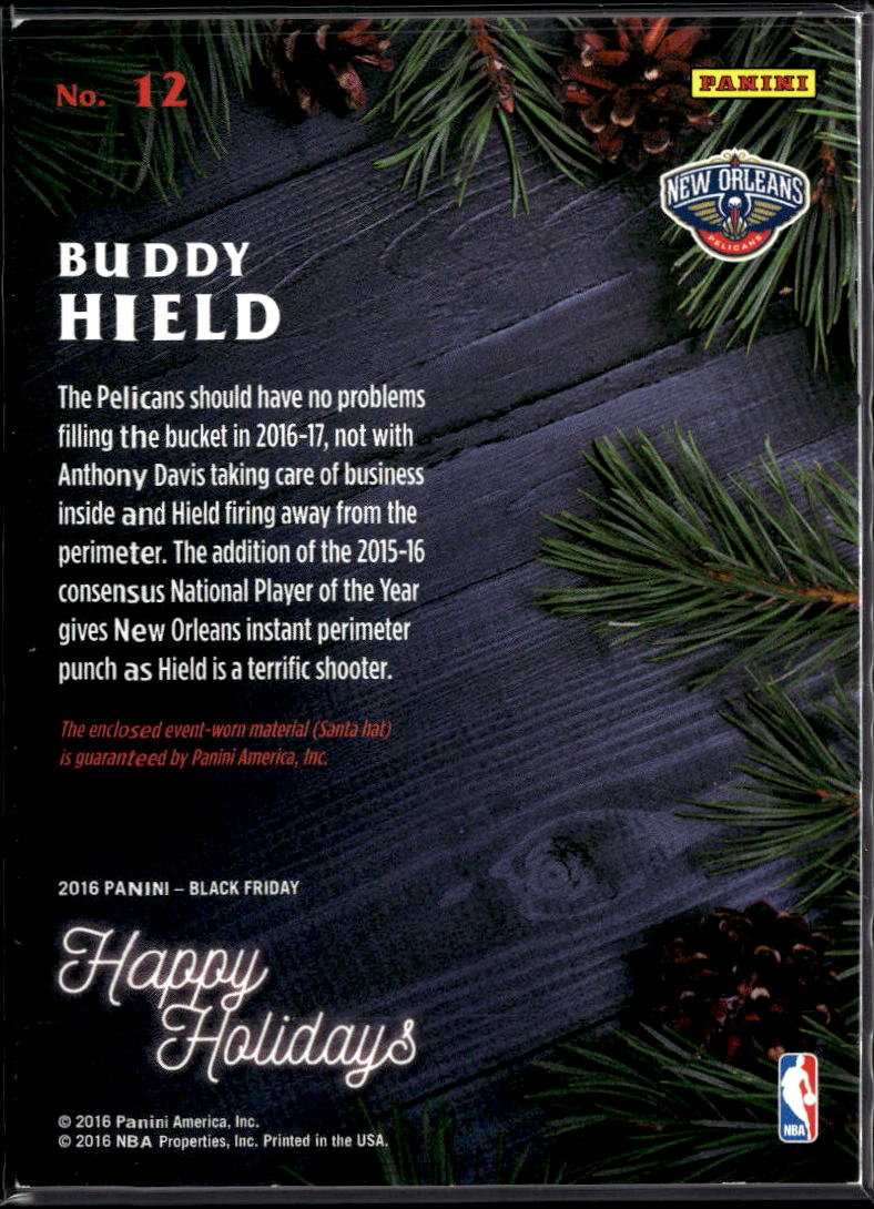Buddy Hield 2016 Black Friday Happy Holidays Santa Hat 25/25 Sooners Pelicans