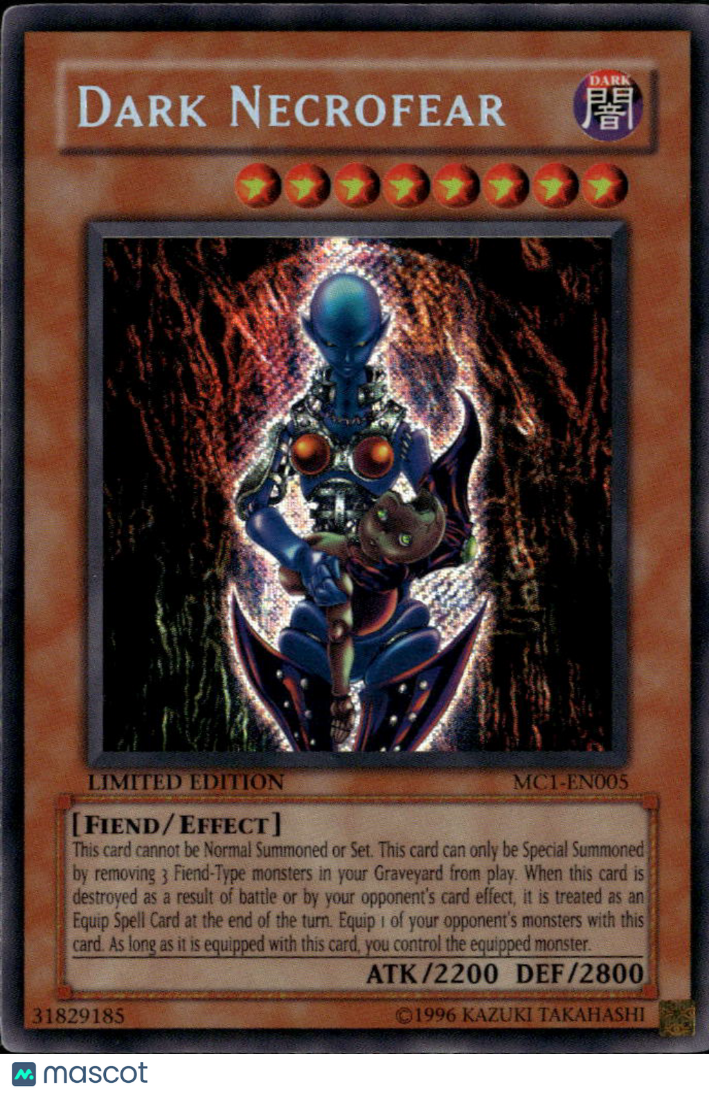 Dark Necrofear 2004 Konami Yu-Gi-Oh! Volume 1 Secret Rare Limited Edition