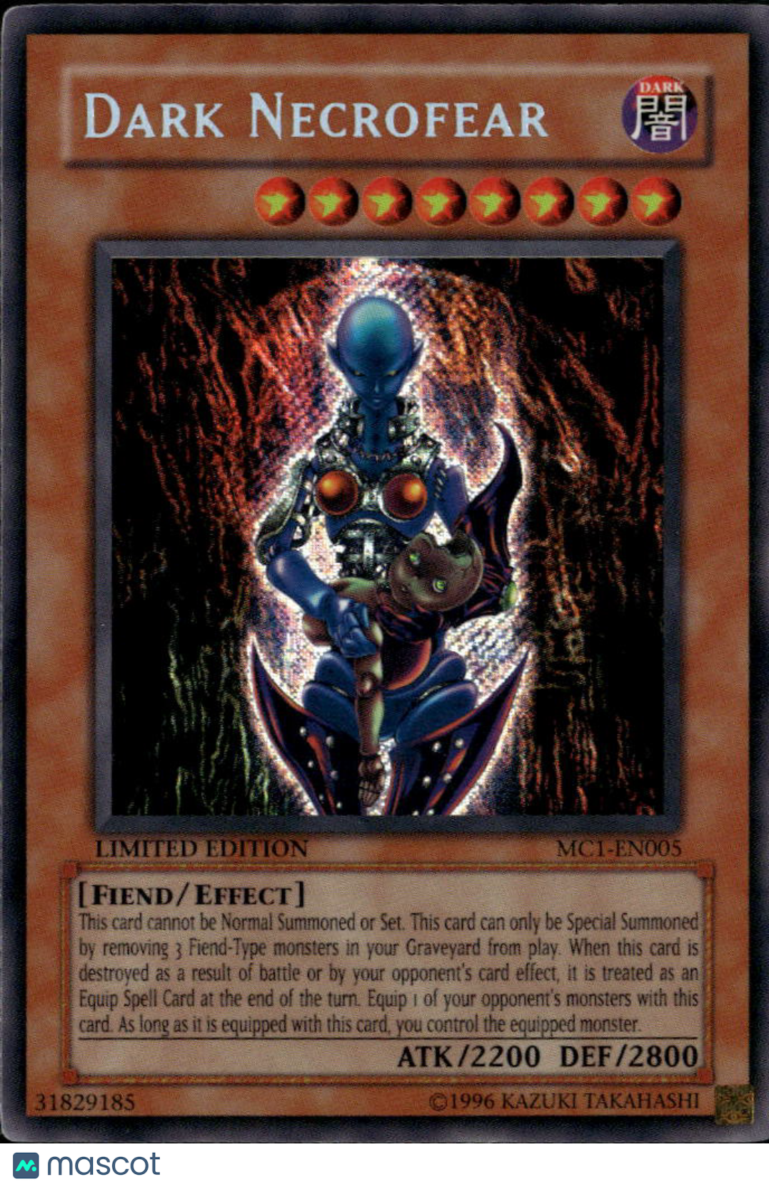 Dark Necrofear 2004 Konami Yu-Gi-Oh! Volume 1 Secret Rare Limited Edition