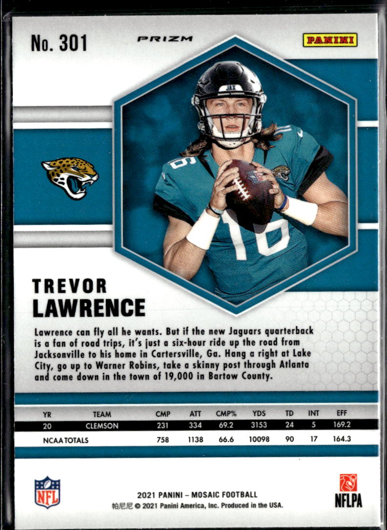 Trevor Lawrence 2021 Mosaic RC Green Prizm Rookie Jacksonville Jaguars