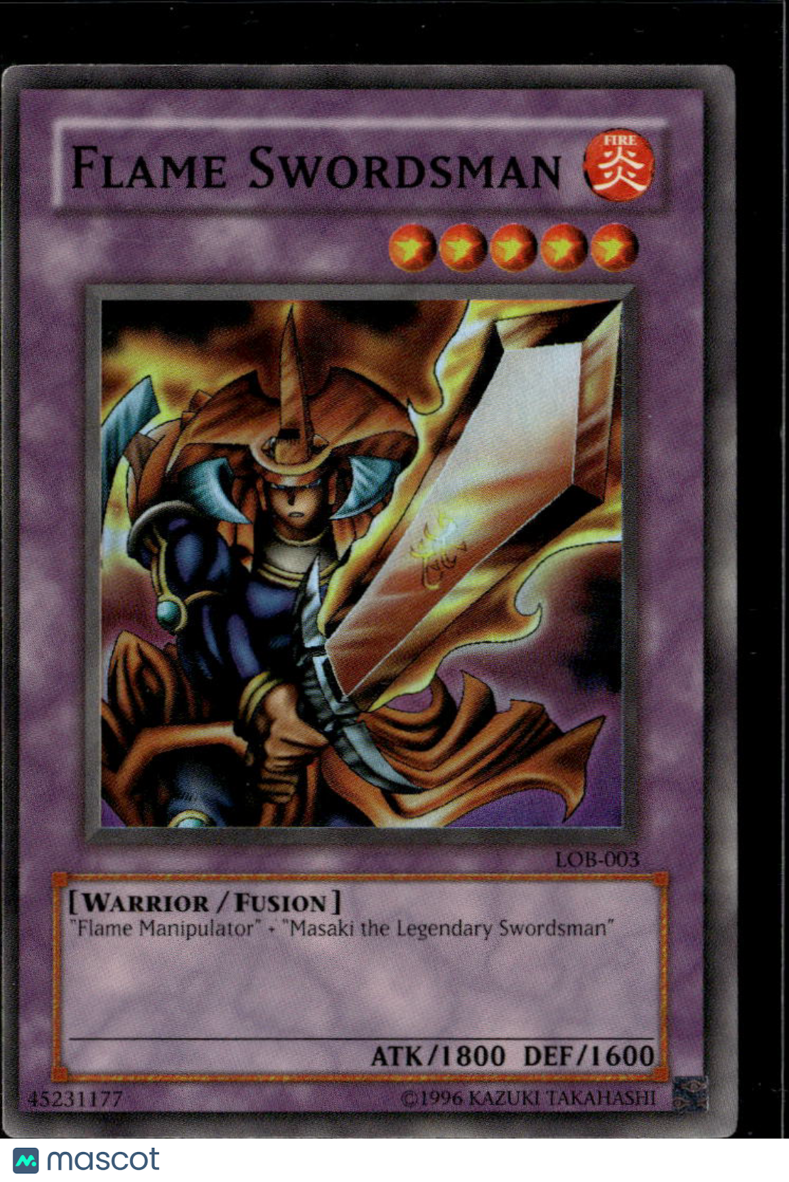 Flame Swordsman 2002 Yu-Gi-Oh! Legend of Blue Eyes White Dragon LOB-003 Fusion
