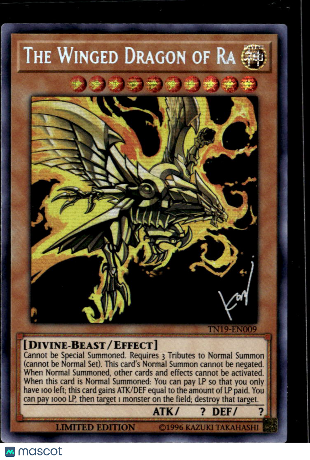 The Winged Dragon of Ra Gold Secret Rare Takahashi Signature Art Limited Edition