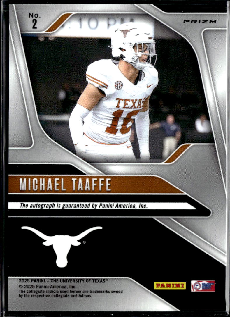 Michael Taaffe 2025 Panini Prizm NIL Auto Autograph Silver Texas Longhorns
