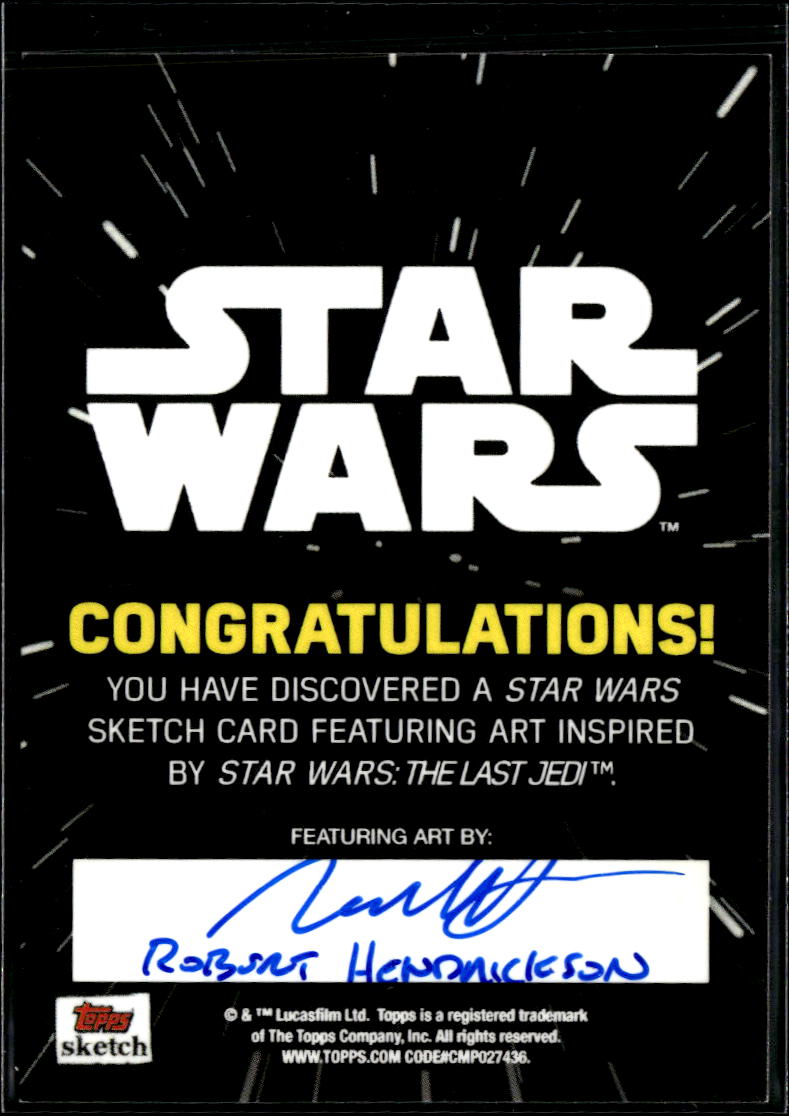 Clonetrooper Topps Star Wars Sketch Card 1/1 Auto Autograph Robert Hendrickson