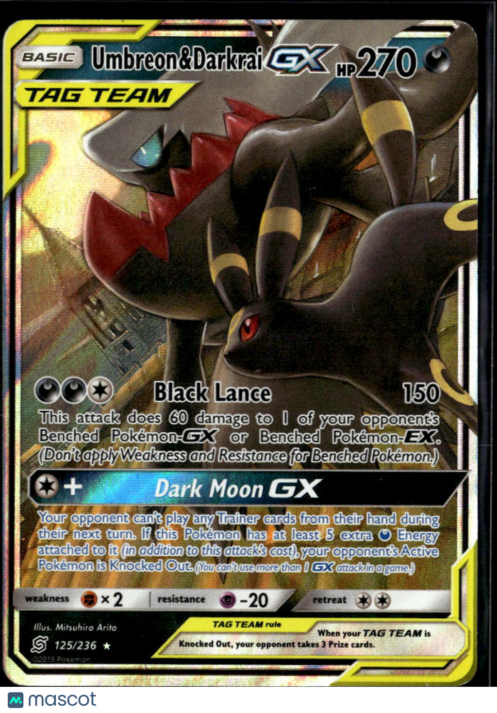 Umbreon & Darkrai GX 2019 Unified Minds Holo Rare #125/236