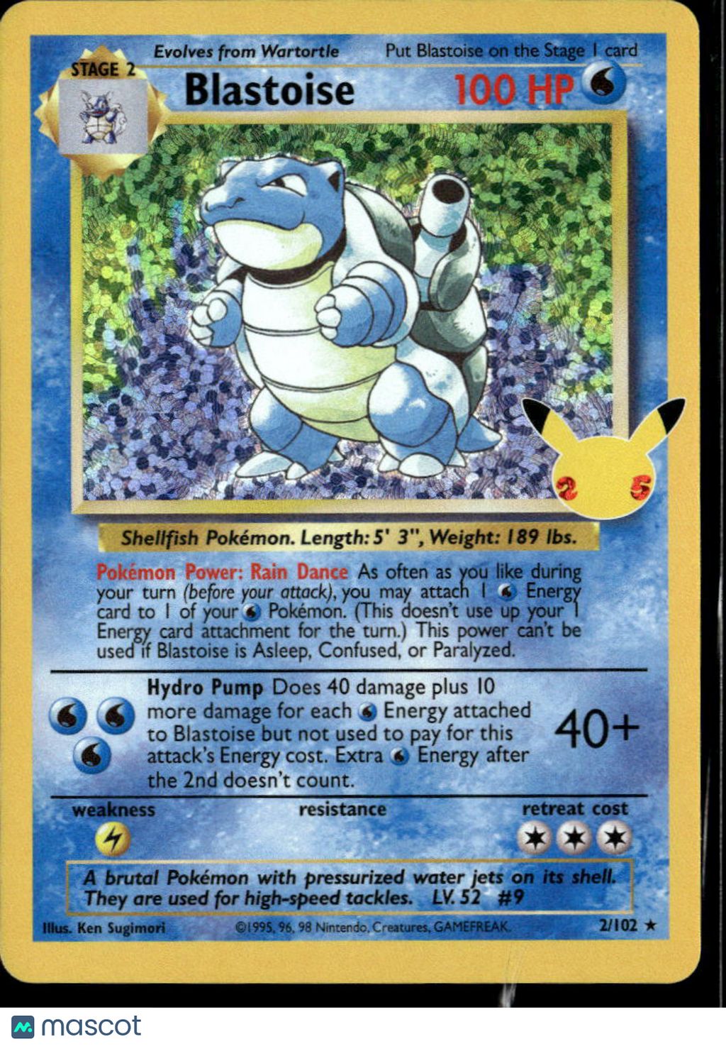Blastoise 2021 Celebrations Holo Rare #2/102