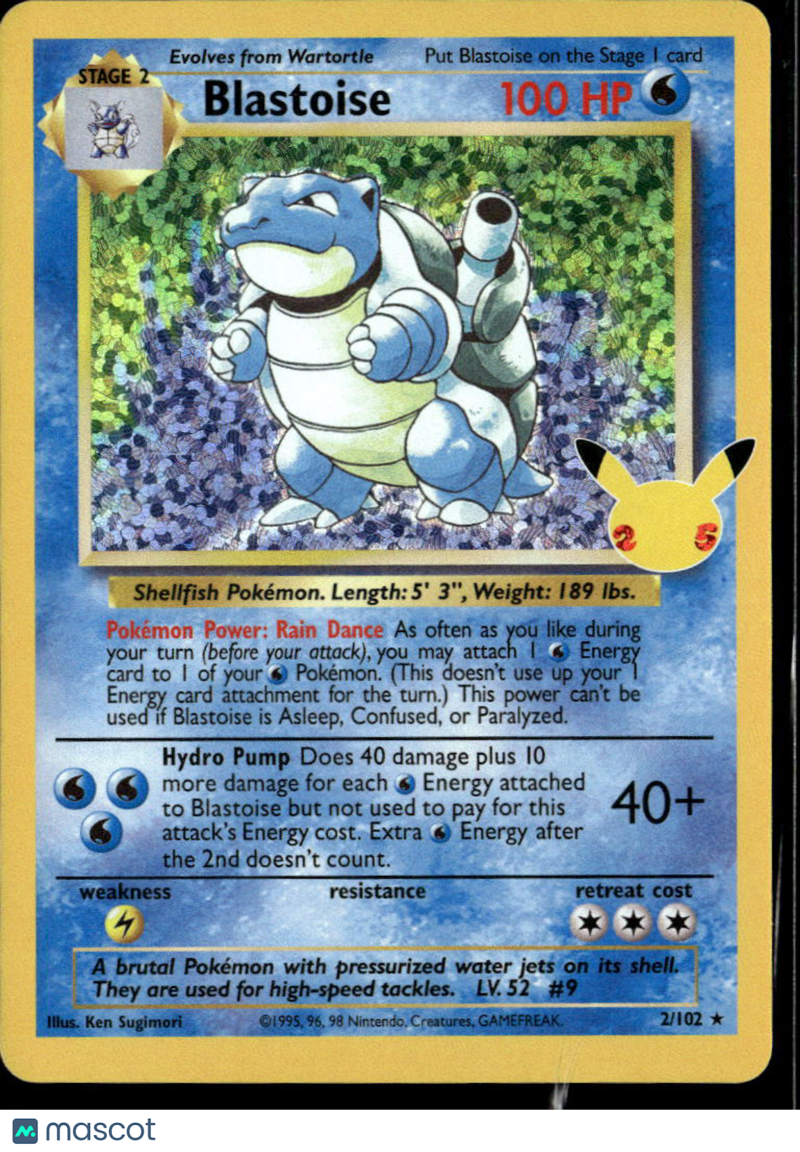 Blastoise 2021 Celebrations Holo Rare #2/102