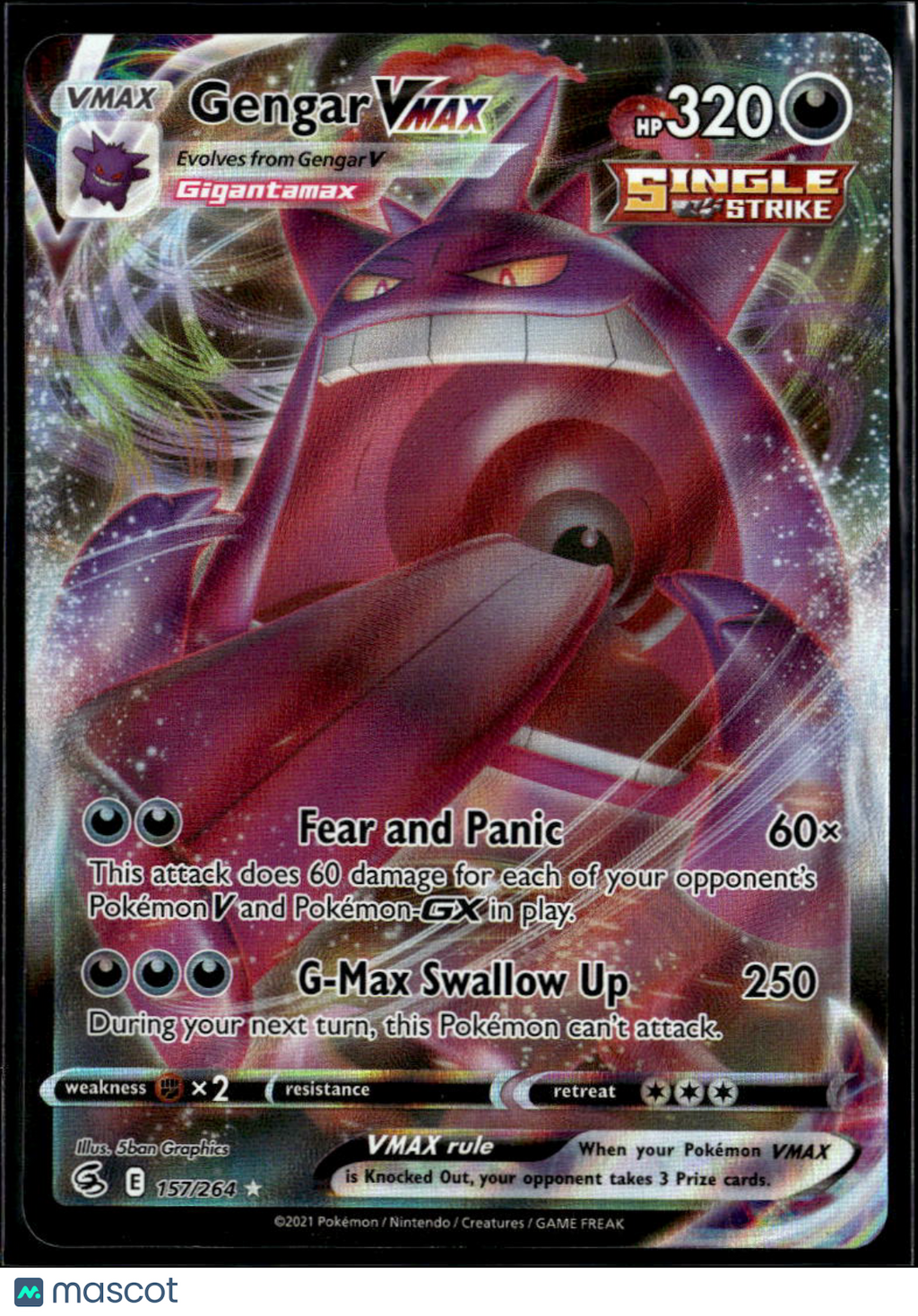 Gengar VMAX 2021 Fusion Strike Holo Rare #157/264
