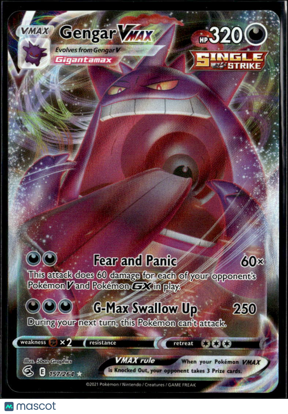 Gengar VMAX 2021 Fusion Strike Holo Rare #157/264