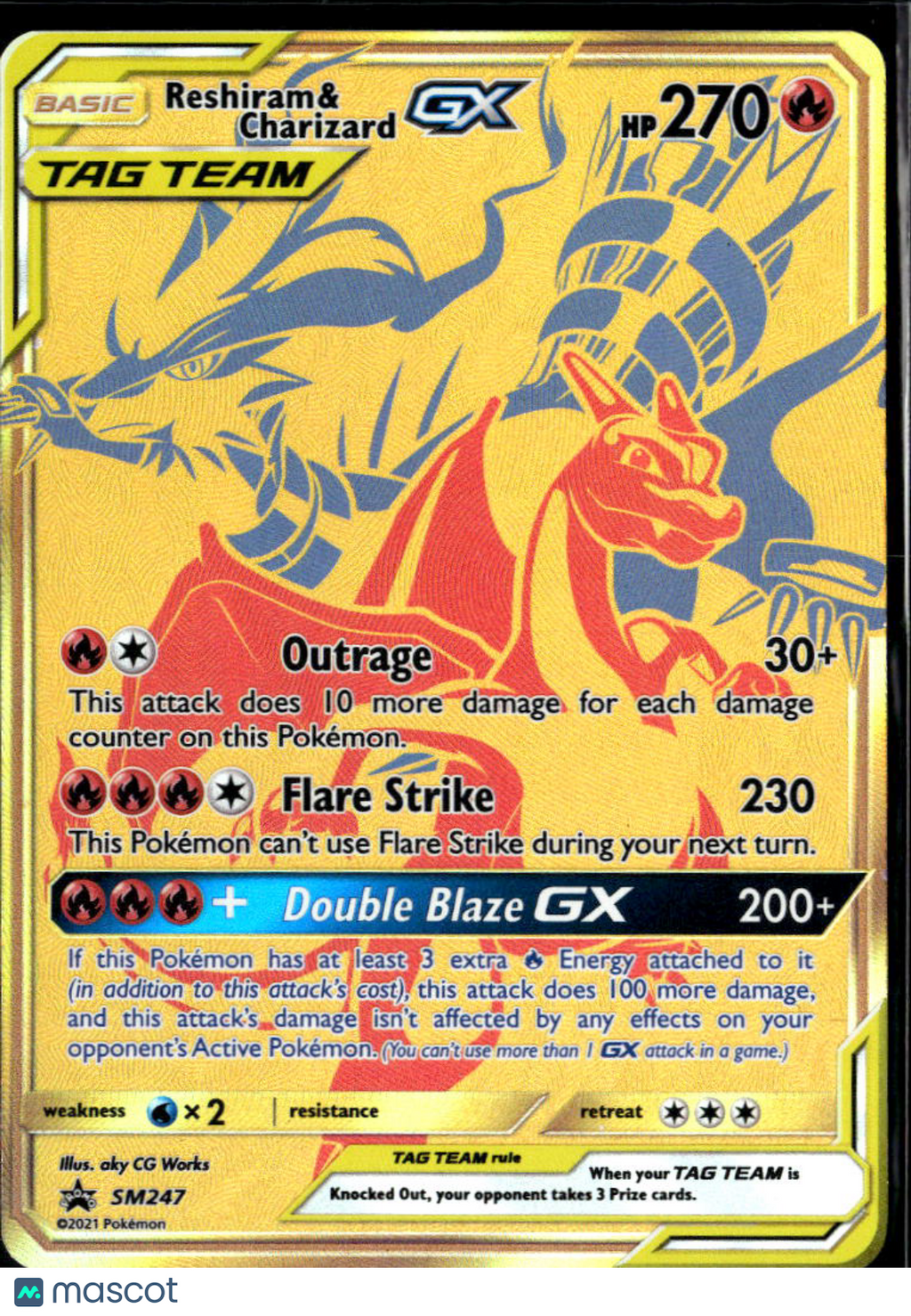 Reshiram & Charizard GX 2019 Hidden Fates Holo Black Star Promo Etched UR #SM247
