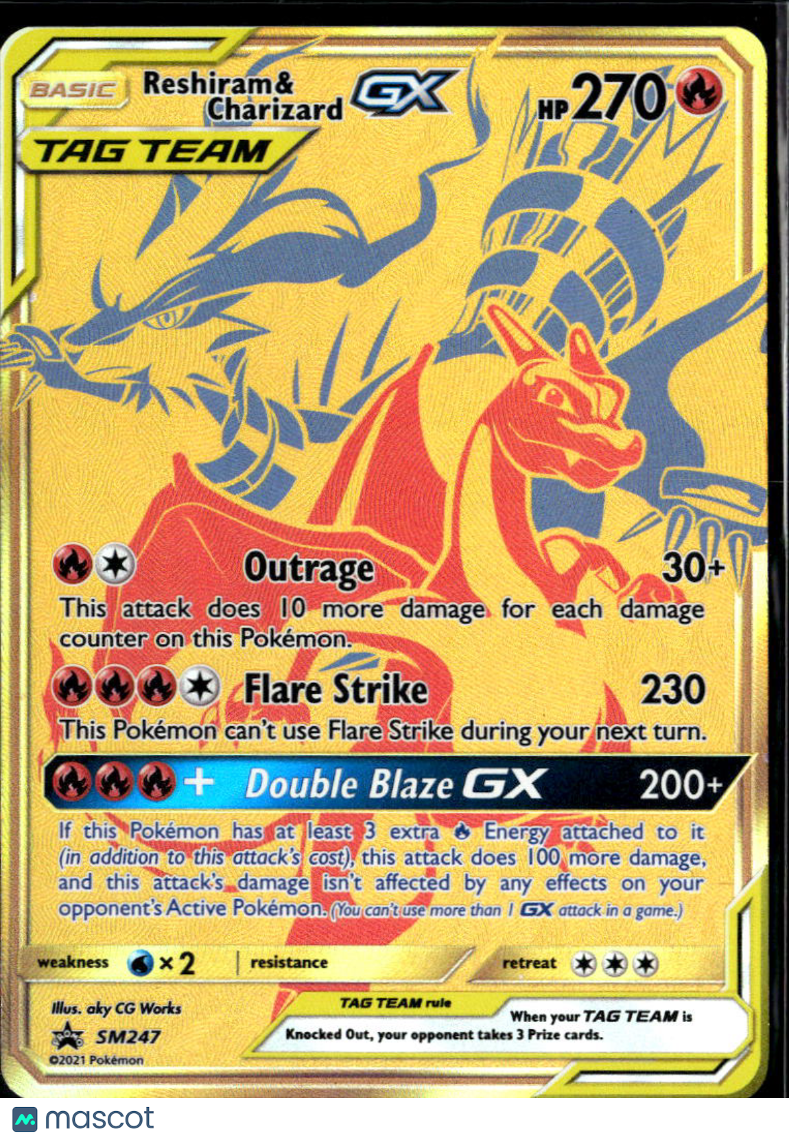 Reshiram & Charizard GX 2019 Hidden Fates Holo Black Star Promo Etched UR #SM247