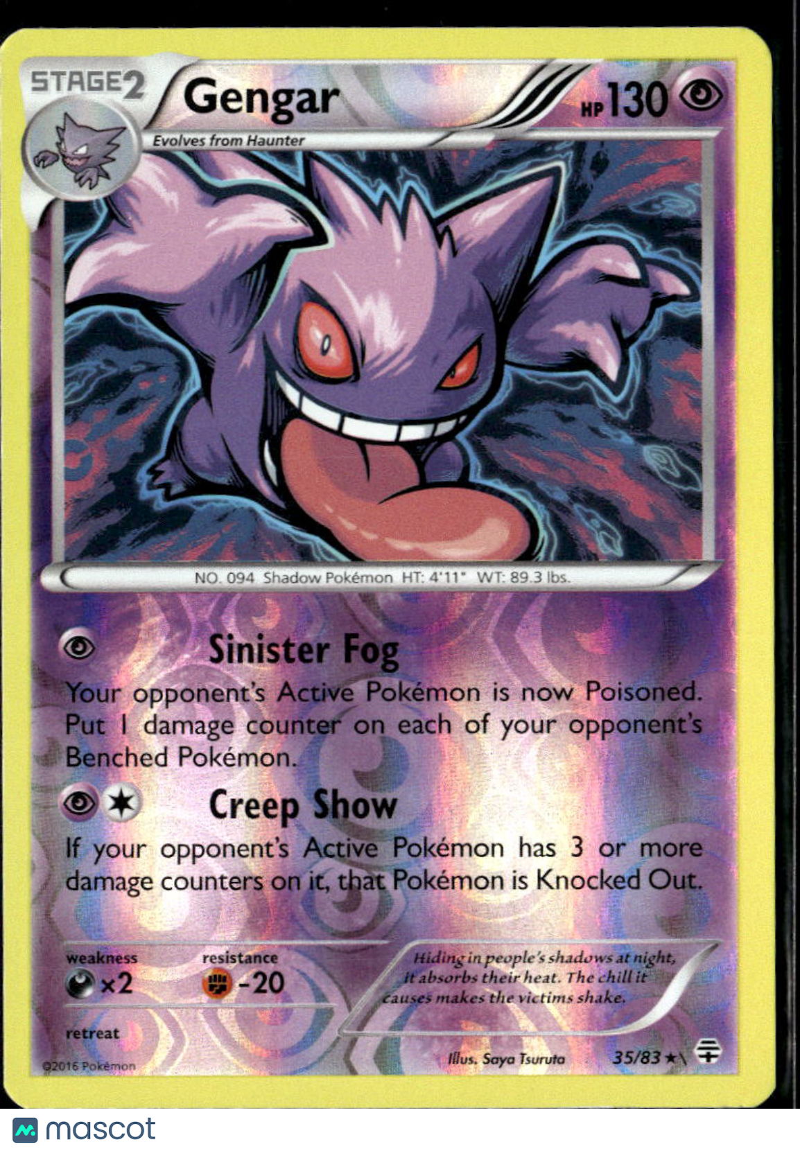 Gengar 2016 Generations Reverse Holo Rare #35/83