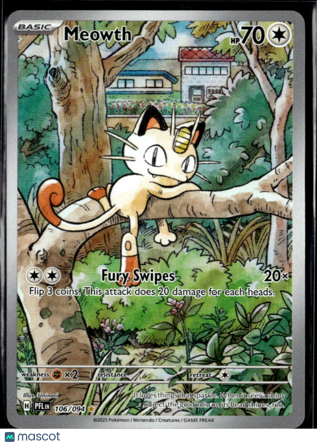 Meowth 2025 Phantasmal Flames Holo Secret Rare #106/94