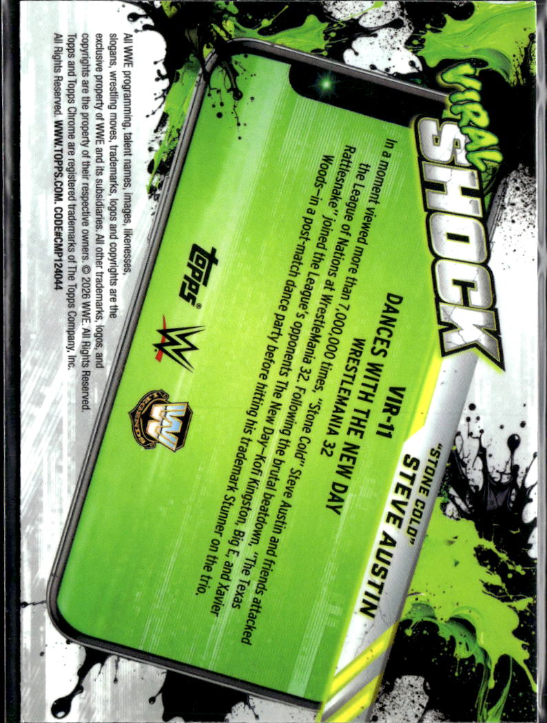 Stone Cold Steve Austin Topps Chrome WWE Viral Shock Blue Refractor 150/150