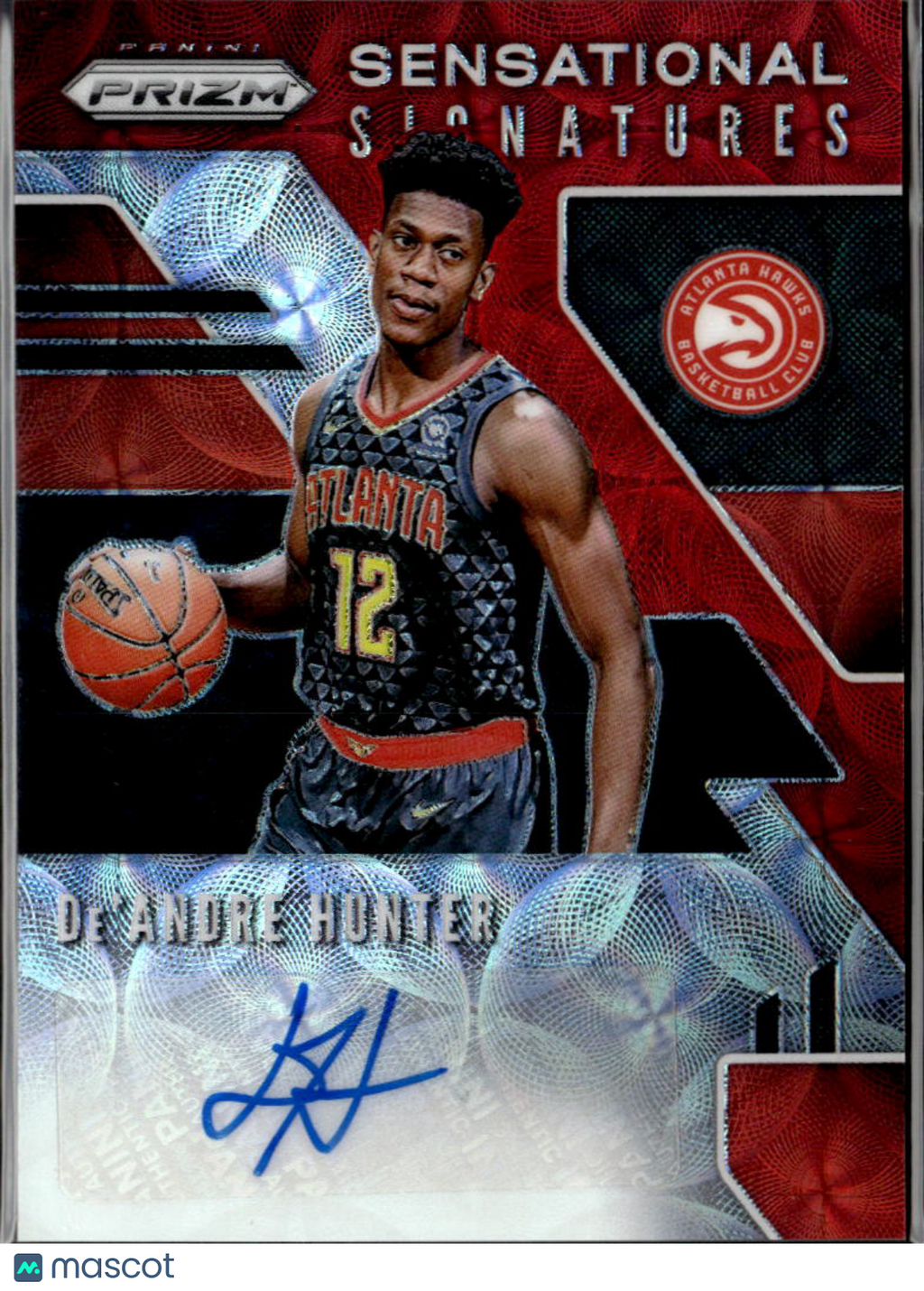 De'Andre Hunter 2019-20 Prizm Sensational Red Auto Autograph RC Atlanta Hawks