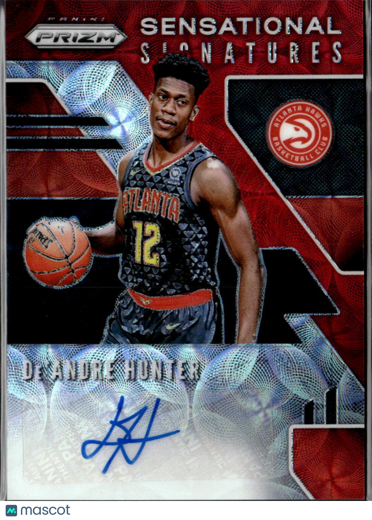 De'Andre Hunter 2019-20 Prizm Sensational Red Auto Autograph RC Atlanta Hawks