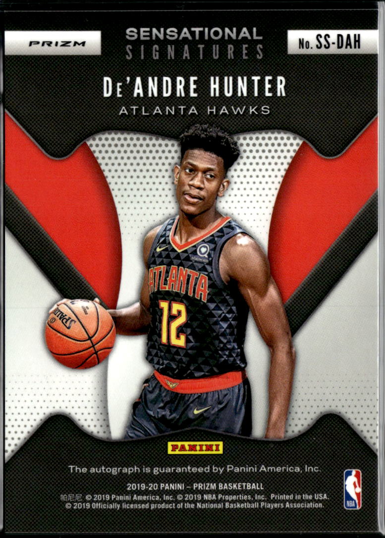 De'Andre Hunter 2019-20 Prizm Sensational Red Auto Autograph RC Atlanta Hawks