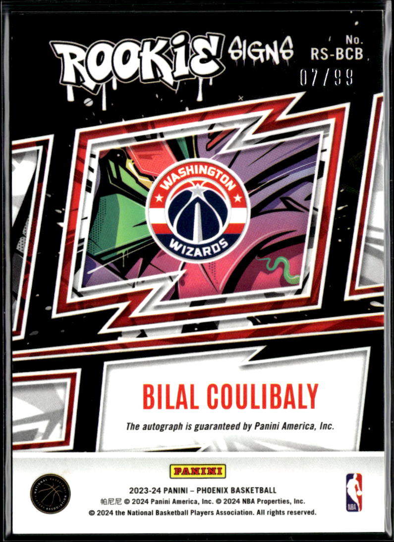 Bilal Coulibaly 2023-24 Phoenix Auto Autograph RC 7/99 Washington Wizards