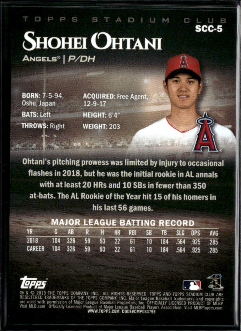 Shohei Ohtani 2019 Topps Stadium Club Chrome SSP SHORTPRINT #SCC5 Angels
