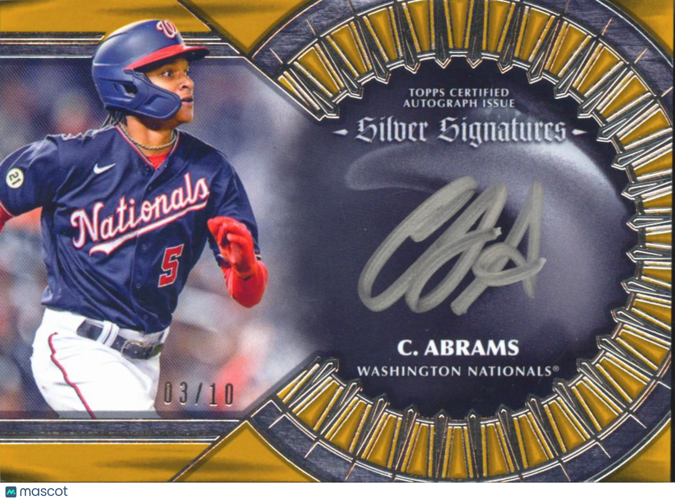 CJ Abrams 2023 Topps Five Star Auto Autograph GOLD 3/10 Washington Nationals