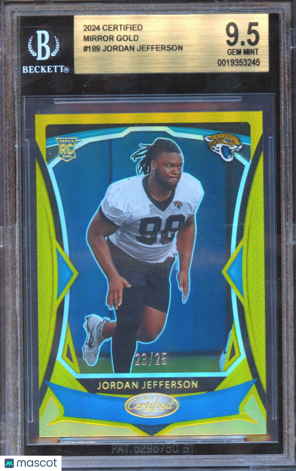 Jordan Jefferson 2024 Certified Mirror GOLD Rookie RC Jaguars 23/25 BGS 9.5