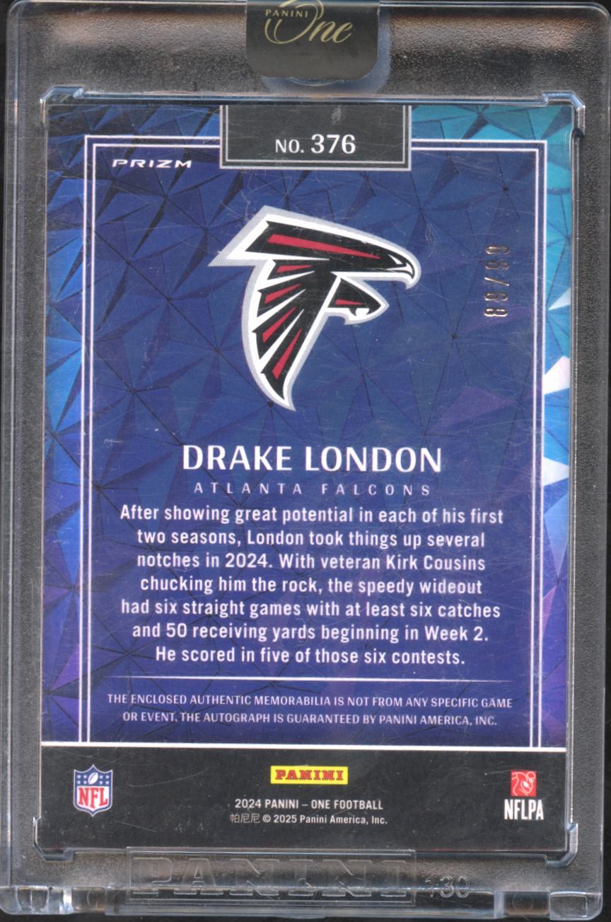 Drake London 2024 Panini One Auto Autograph Patch 89/99 Atlanta Falcons