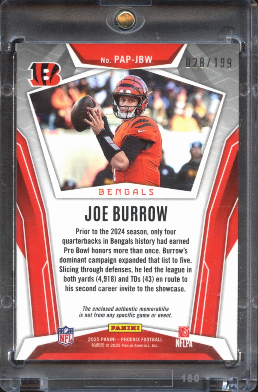 Joe Burrow 2025 Phoenix Jersey Patch 28/199 Cincinnati Bengals