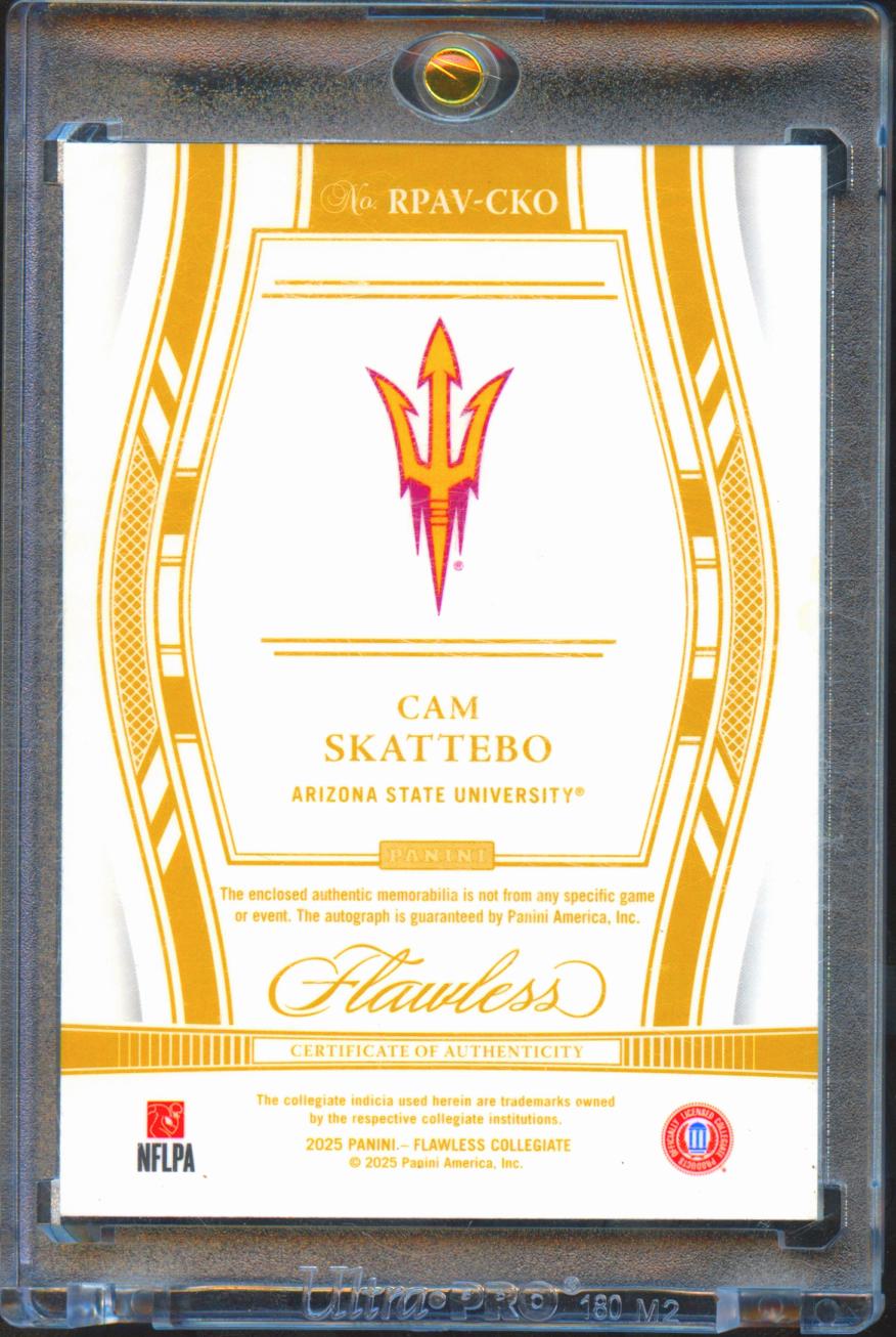 Cam Skattebo 2025 Flawless Auto Autograph Patch RC 17/25 Arizona State Giants
