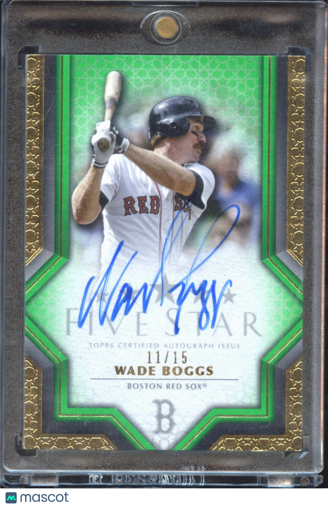 Wade Boggs 2023 Topps Five Star Auto Autograph Green 11/15 Boston Red Sox