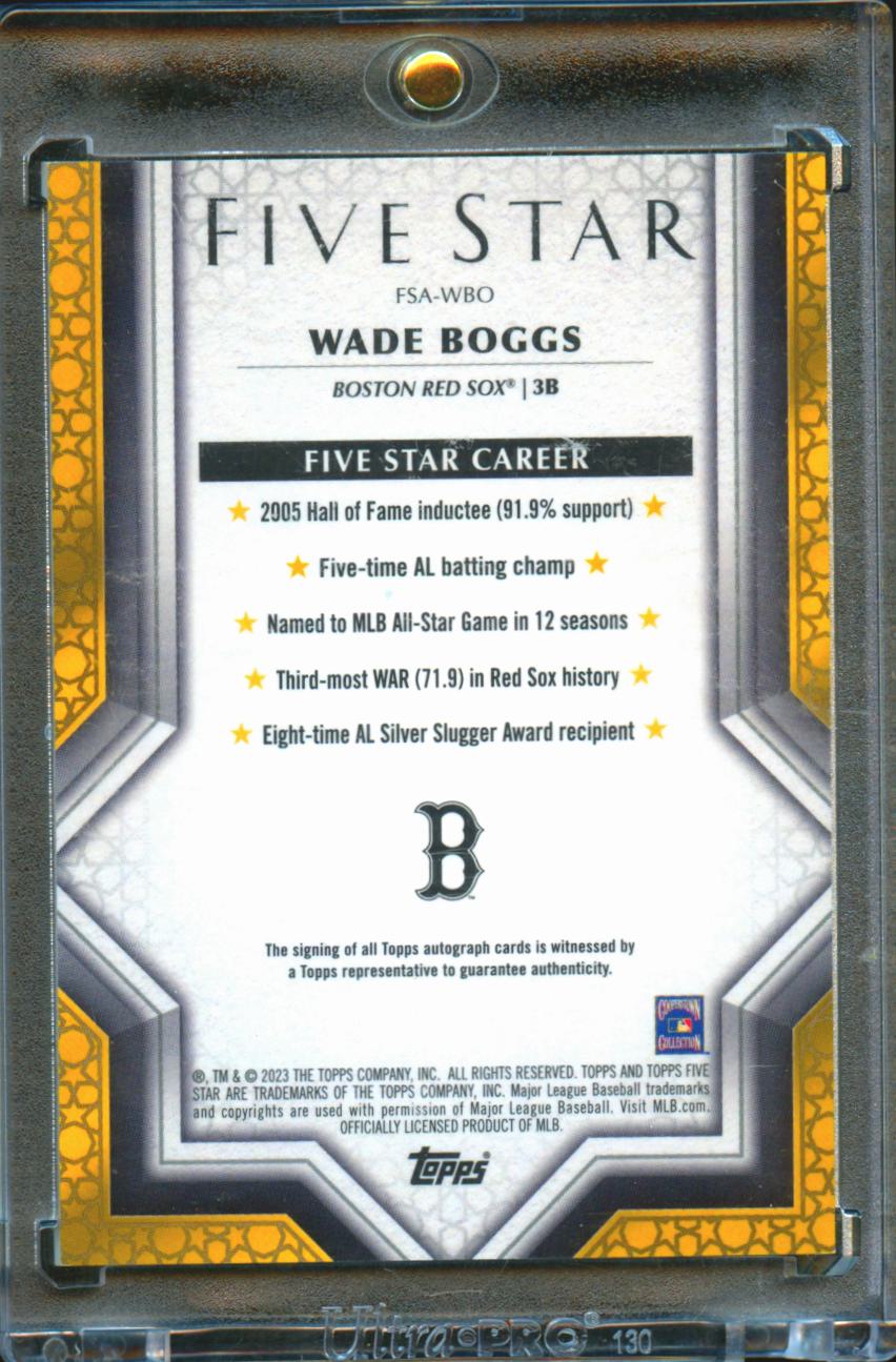 Wade Boggs 2023 Topps Five Star Auto Autograph Green 11/15 Boston Red Sox