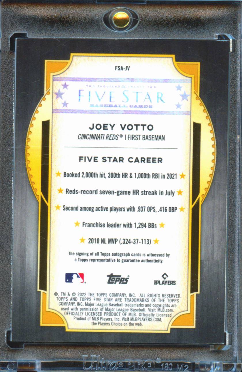 Joey Votto 2022 Topps Five Star Auto Autograph 4/25 Cincinnati Reds