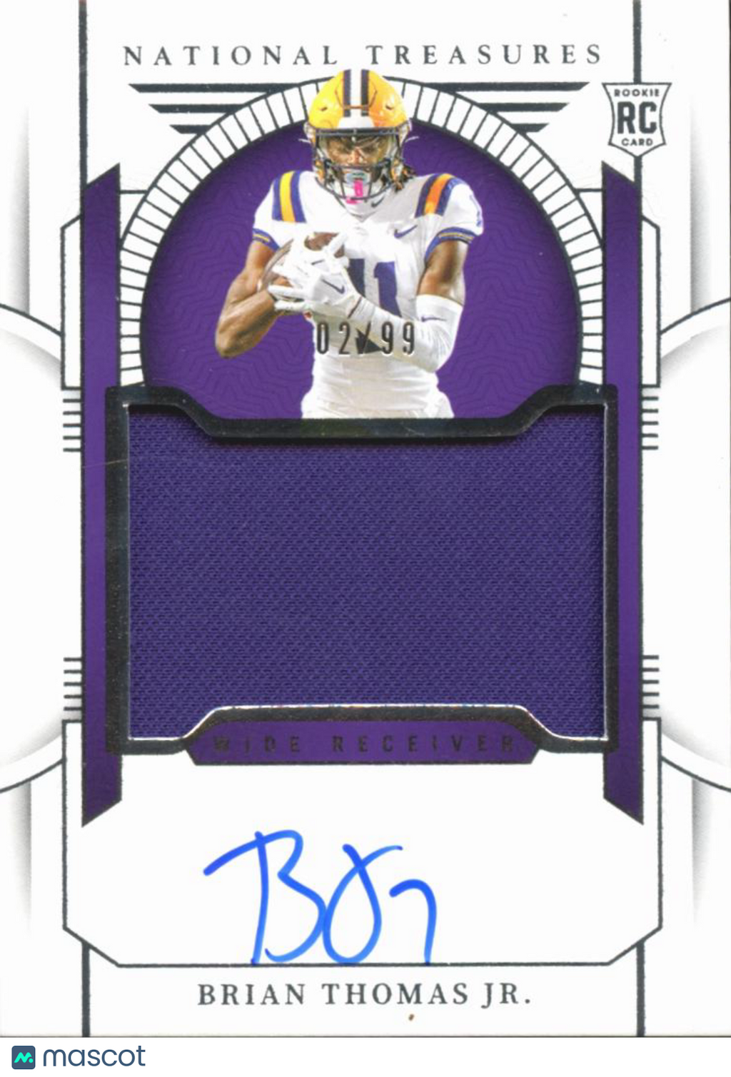 Brian Thomas Jr. 2024 National Treasures Auto Autograph Patch RC 2/99 LSU Tigers