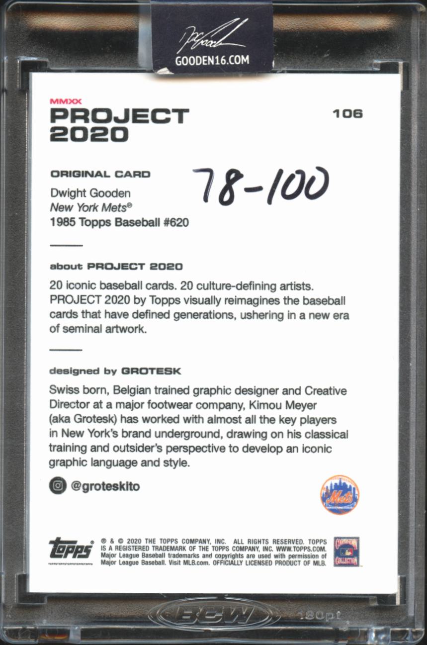 Dwight Gooden 2020 Topps Project 2020 Auto Autograph 78/100 New York Mets