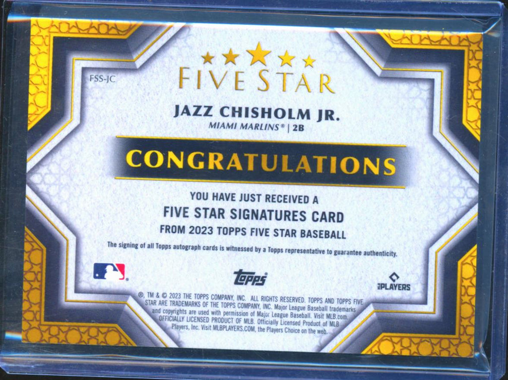 Jazz Chisholm Jr. 2023 Topps Five Star Auto Autograph 16/20 Miami Marlins