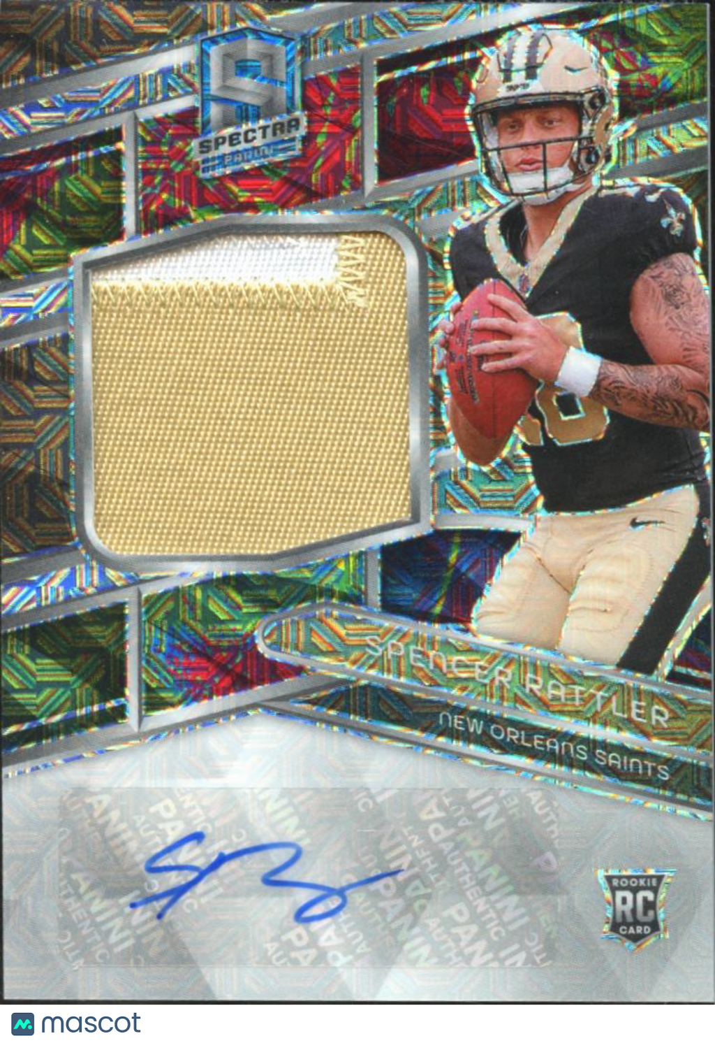 Spencer Rattler 2024 Spectra Auto Autograph Patch RC 2/10 New Orleans Saints