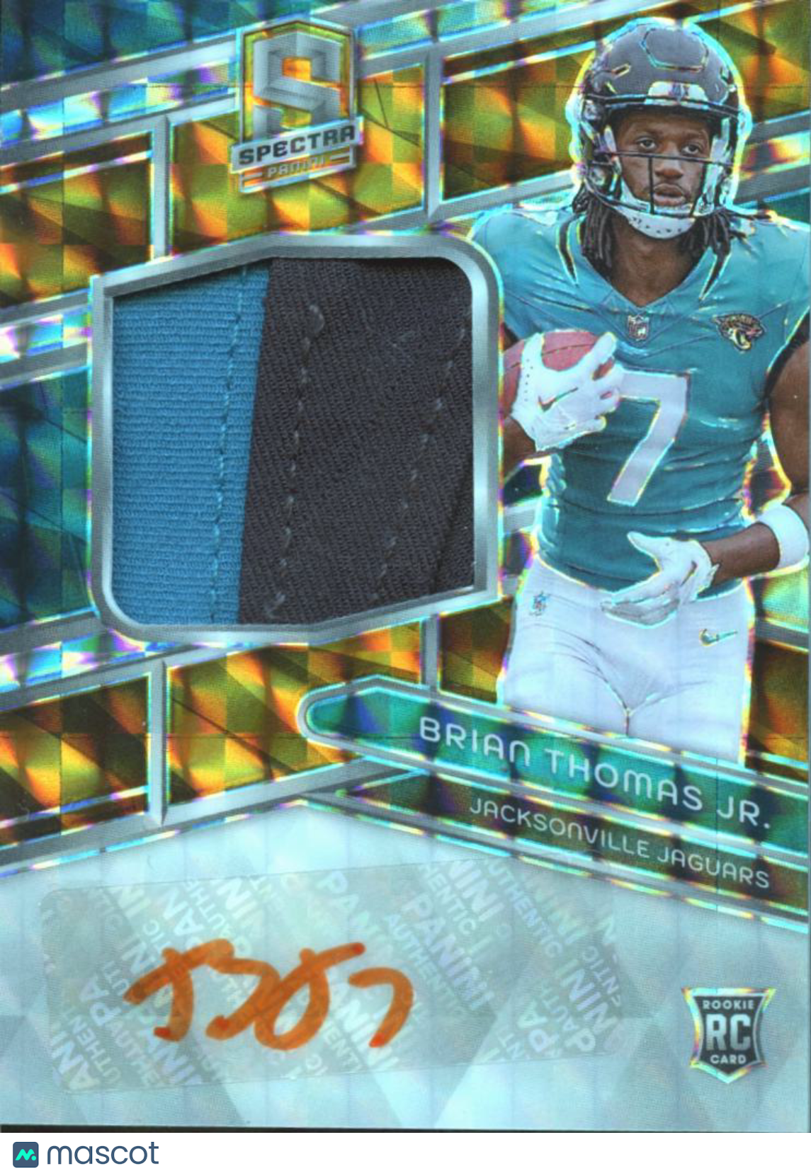 Brian Thomas Jr. 2024 Spectra Auto Autograph Patch RC 1/15 Jacksonville Jaguars