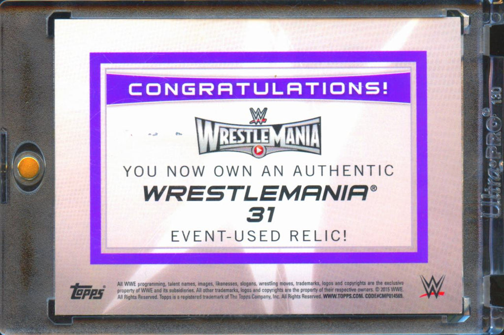 Triple H 2015 Topps WWE WrestleMania 31 Event-Used Relic Authentic Mat Relic