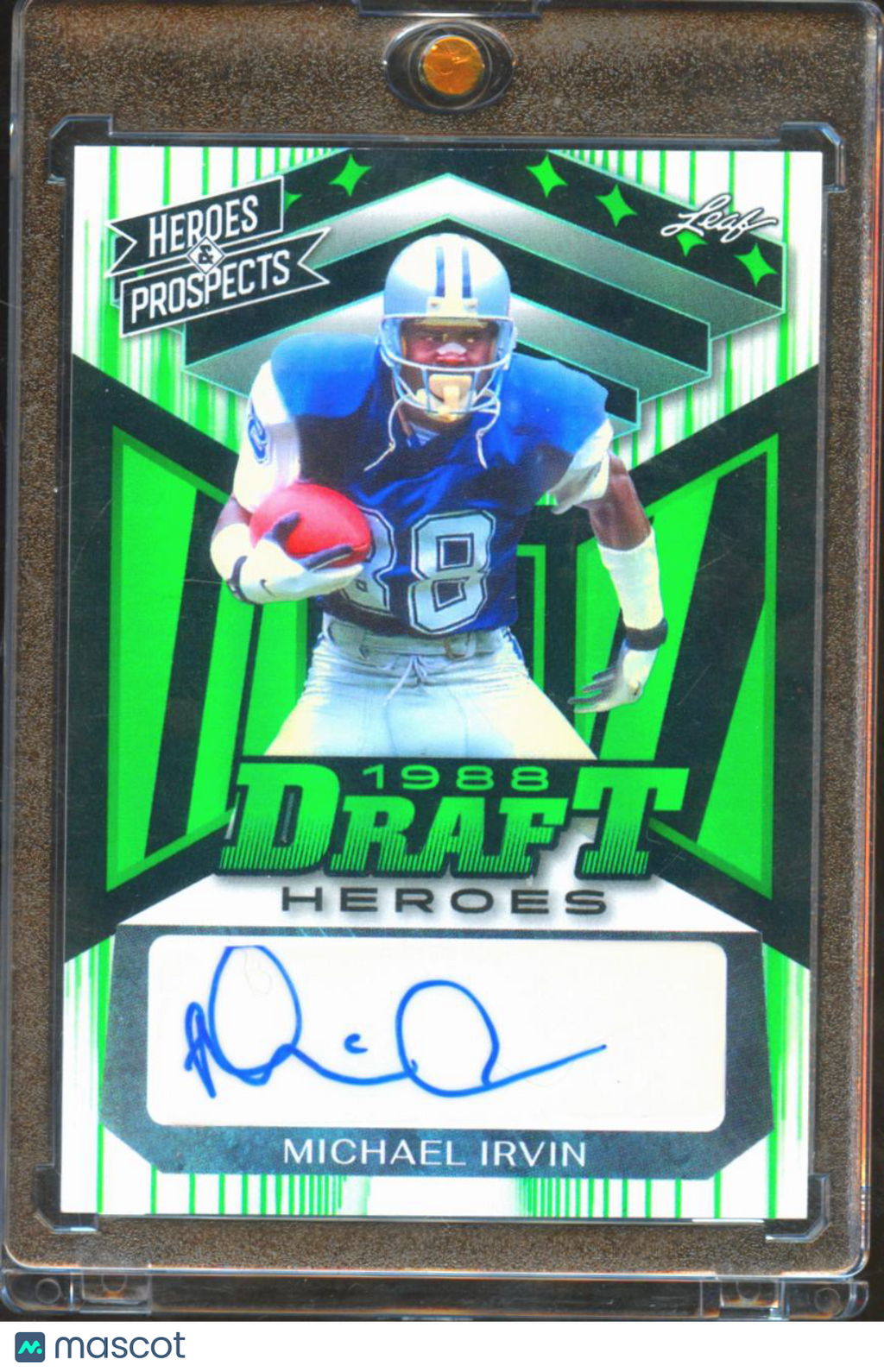Michael Irvin 2024 Leaf Heroes & Prospects Auto Autograph Green 7/10 Cowboys