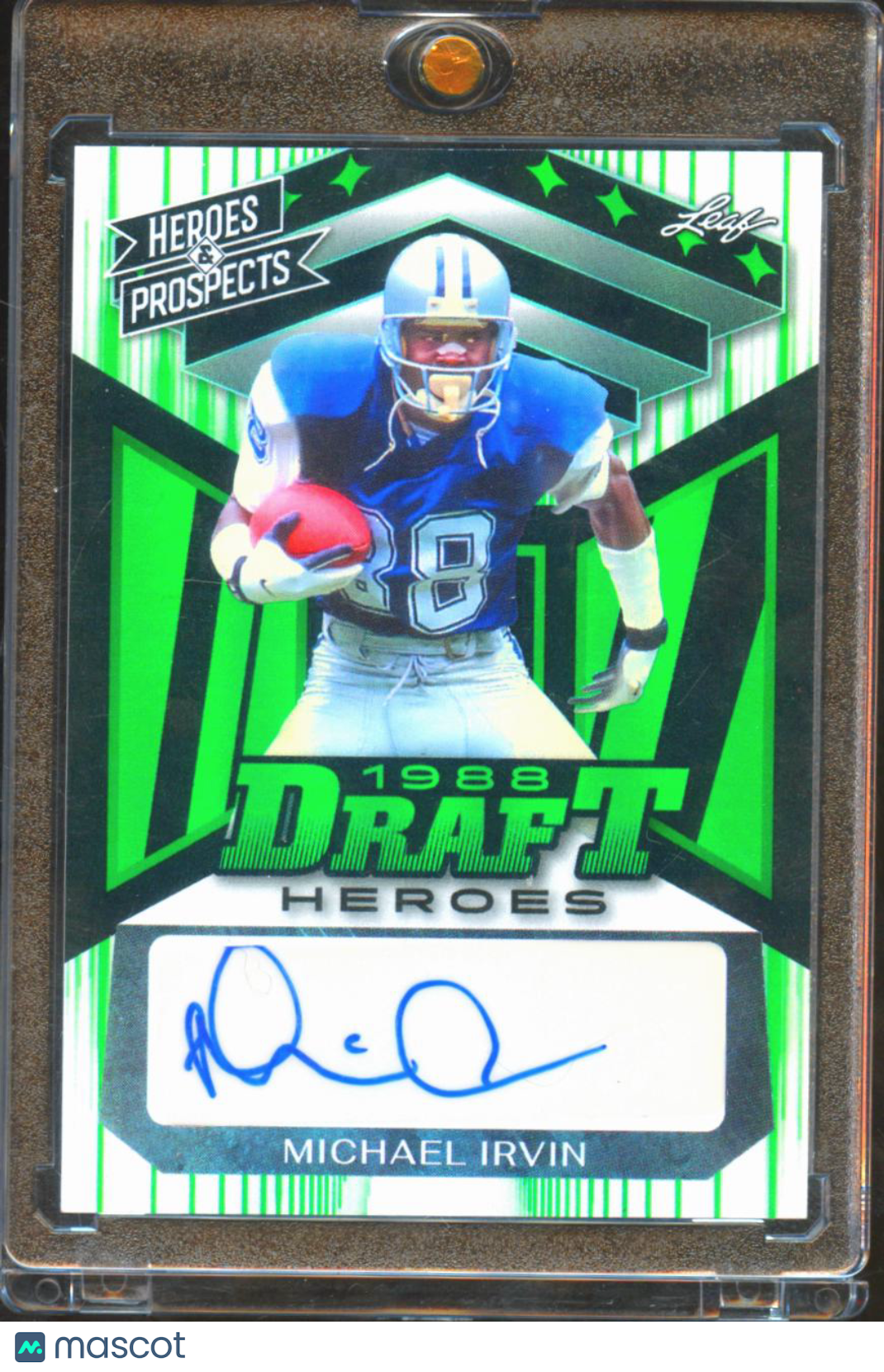 Michael Irvin 2024 Leaf Heroes & Prospects Auto Autograph Green 7/10 Cowboys