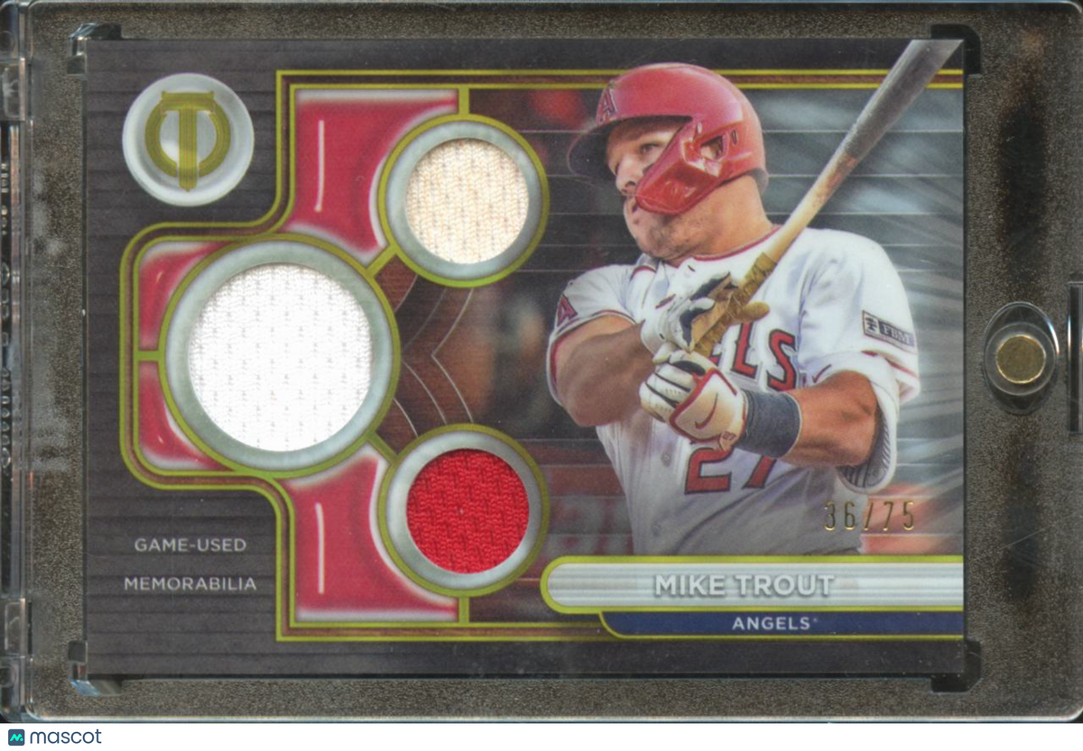 Mike Trout 2024 Topps Tribute Triple Game Worn Patch 36/75 Los Angeles Angels