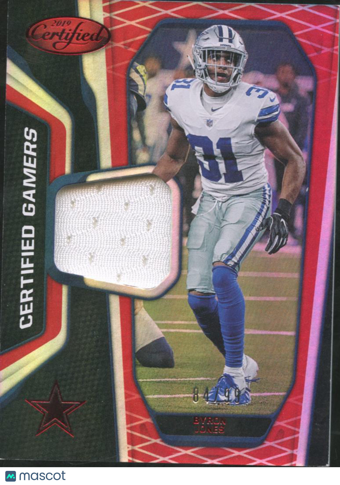 Byron Jones 2019 Certified Gamers Game Worn Jersey Patch 84/99 Dallas Cowboys