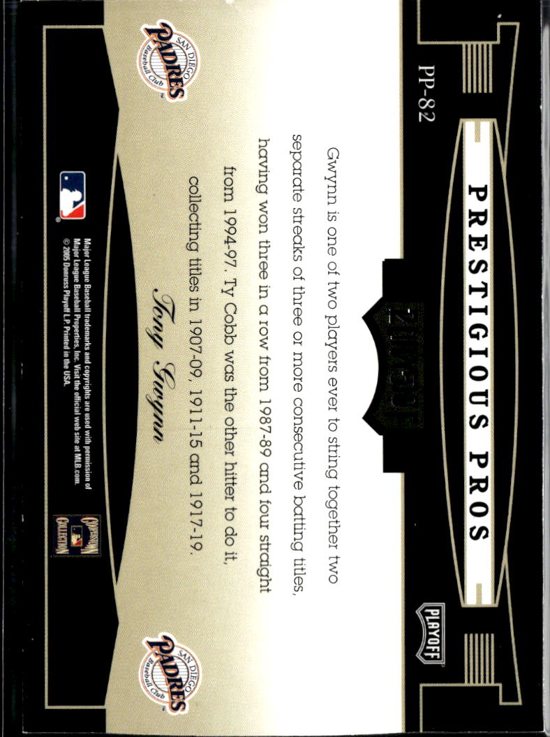 Tony Gwynn 2005 Playoff Prestige Prestigious Pros GOLD 21/50 San Diego Padres