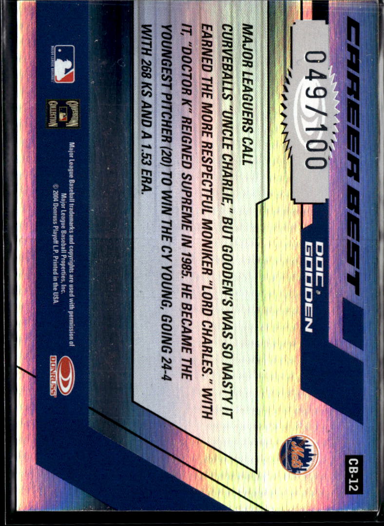 Doc Gooden 2004 Donruss Elite Career Best 49/100 New York Mets
