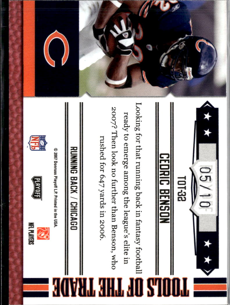 Cedric Benson 2007 Absolute Tools of the Trade Platinum 5/10 Chicago Bears