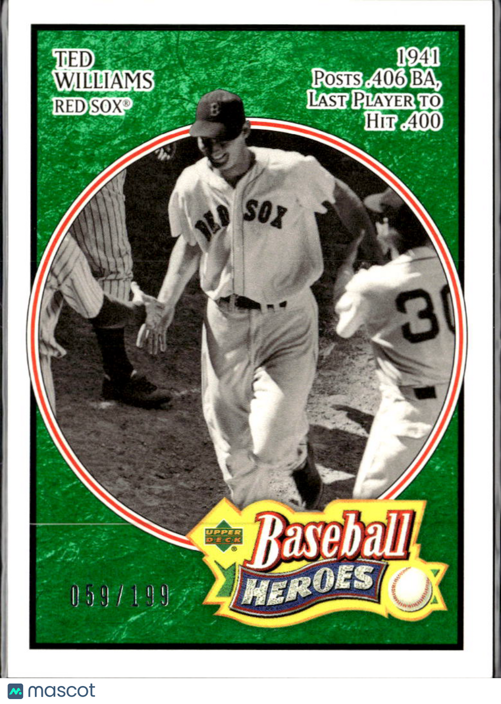 Ted Williams 2005 Upper Deck Baseball Heroes Green Emerald 59/199 Boston Red Sox
